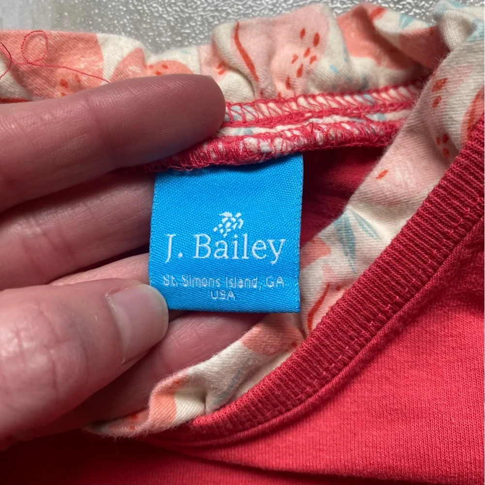 J. Bailey Melon Long Sleeve Top with Ruffle Neck and Matching Melon Lemon Pant 4